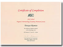 ASC school Nagata's Dermatology Academy Premium Course 修了証