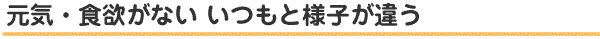 元気・食欲がない いつもと様子が違う