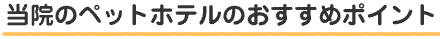 当院のペットホテルのおすすめポイント